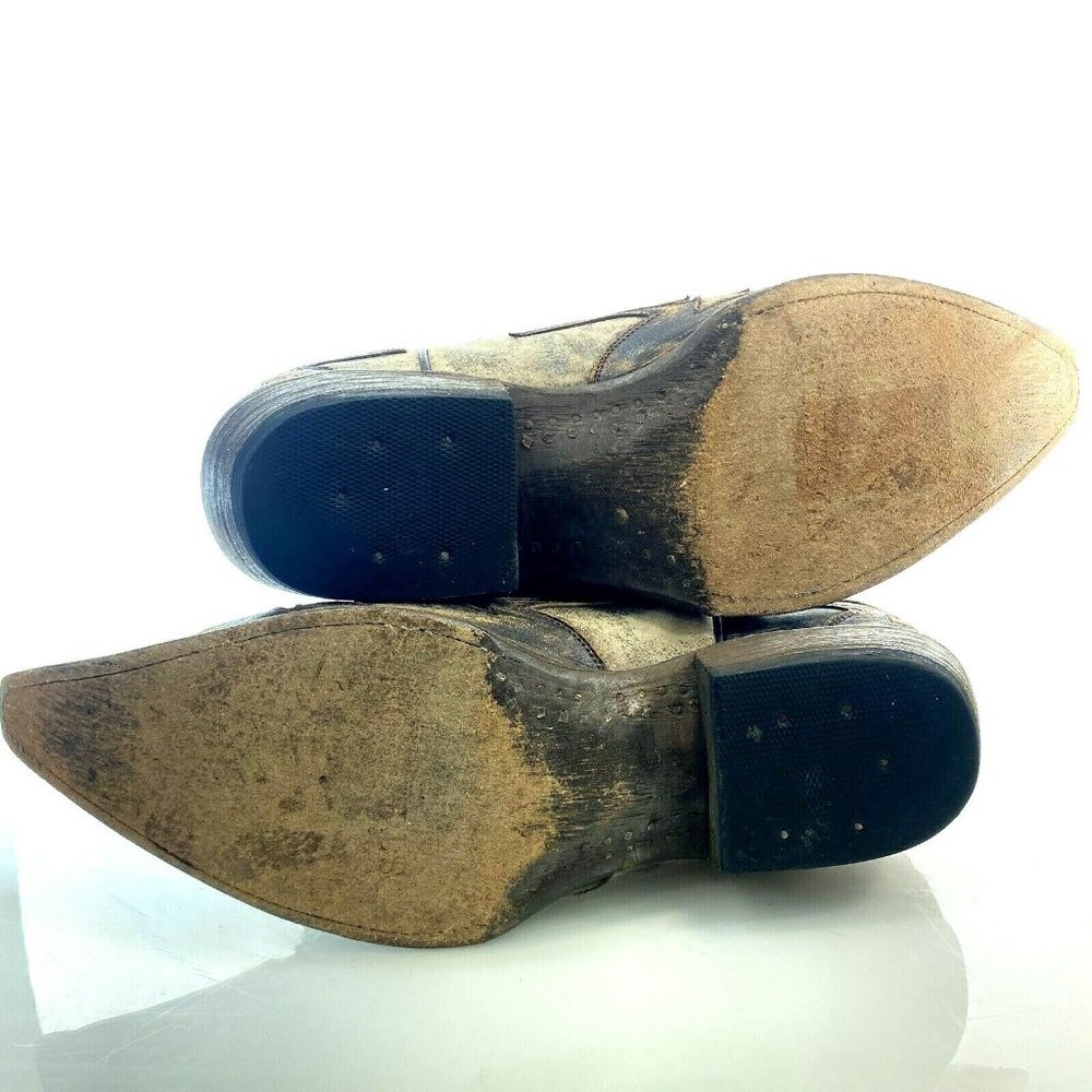 STETSON 10 Handmade Distressed Leather Gray Boots - Picture 8 of 9